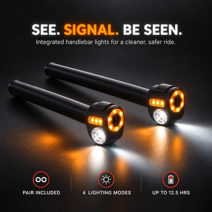 Dual-Beam Bicycle Handlebar Lights with Turn Signals