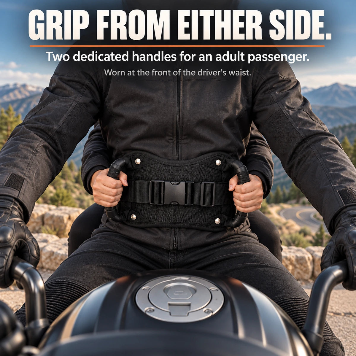 Motorcycle Passenger Grip Belt with Dual Handles