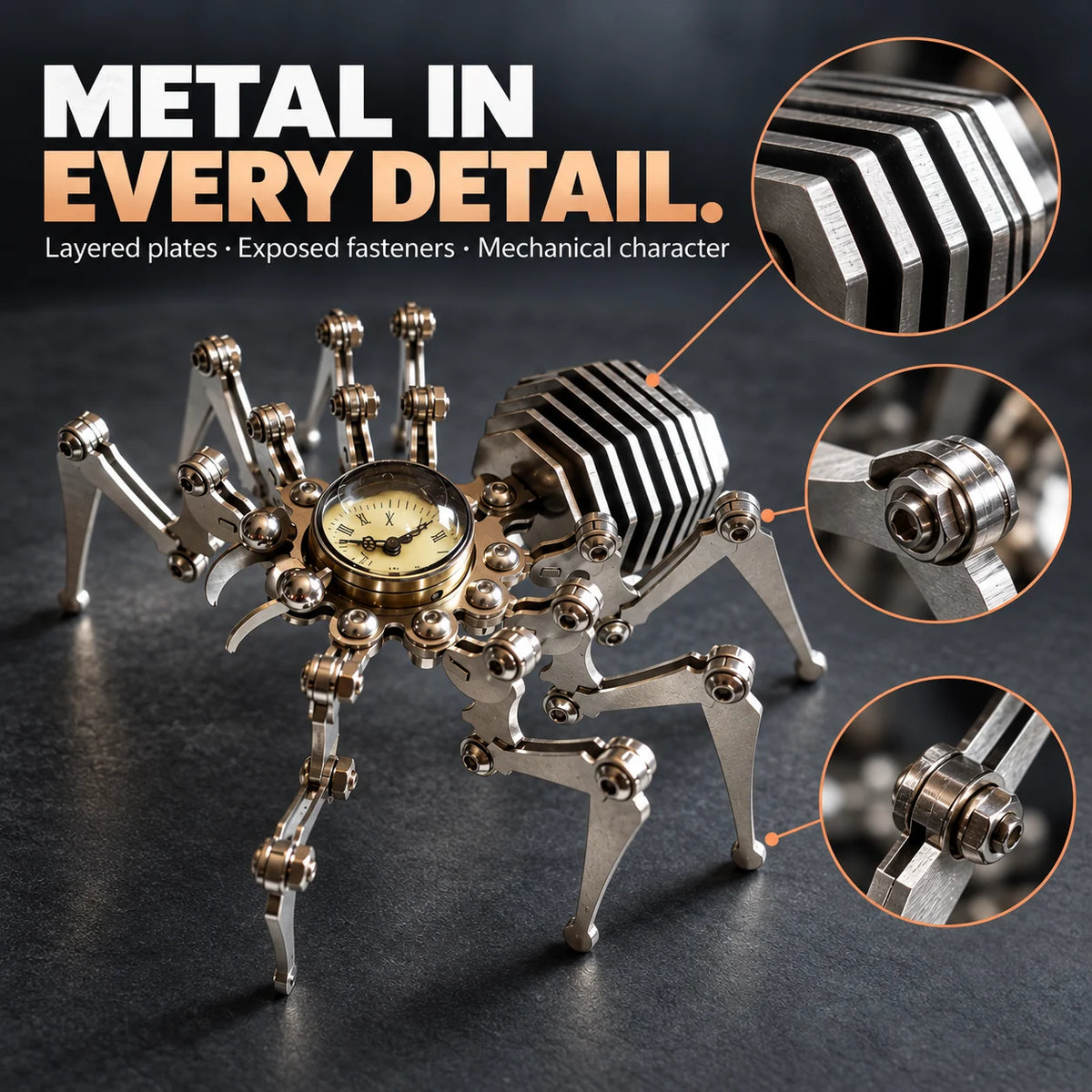 Articulated Mechanical Spider Desk Clock