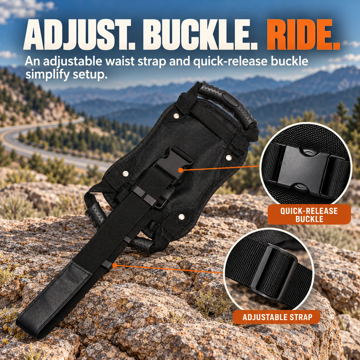 Motorcycle Passenger Grip Belt with Dual Handles